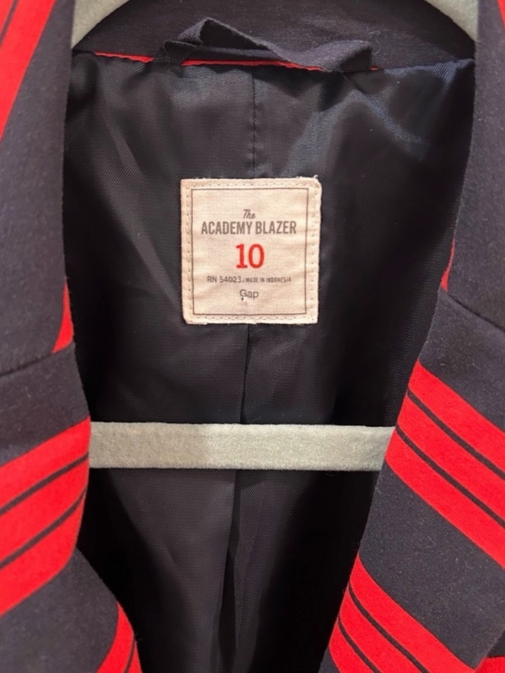 GAP Academy Blazer Cotton Navy Red Striped Schoolboy Jacket Dark Academia Preppy - Picture 5 of 10